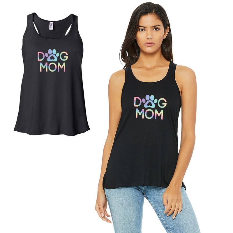 Dog Mom-SPECTRUM Work Out Womens Black Tank Top Vinyl Printed