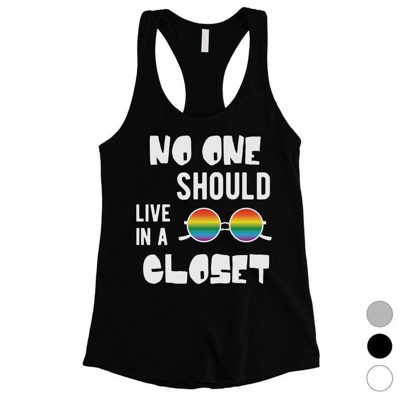 LGBT No Live Closet Rainbow Womens Tank Top