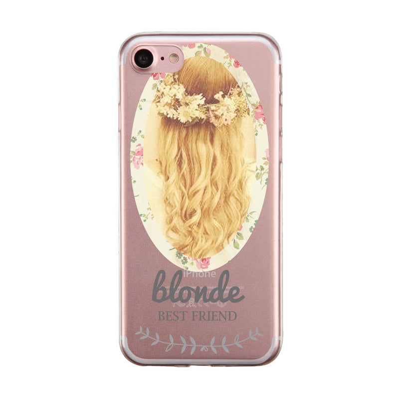 Floral Blonde Brunette BFF Matching Phone Covers Elegant Flowery