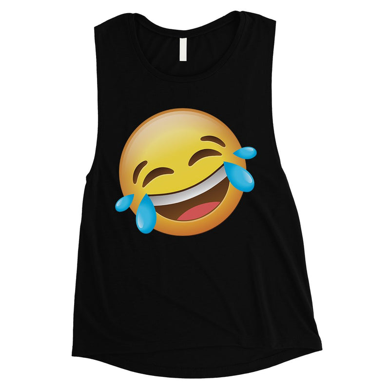 Emoji-Laughing Womens Laughable Fun Great Muscle Shirt Friend Gift