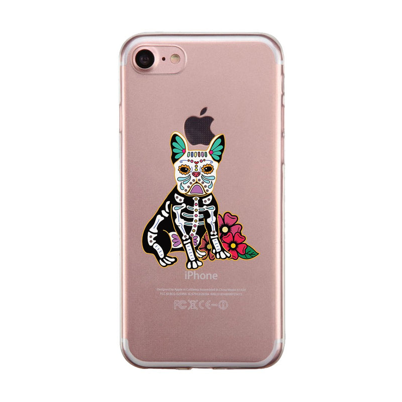 Frenchie Day Of Dead Halloween Clear Phone Case