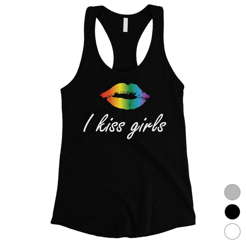 LGBT Kiss Girls Rainbow Lips Womens Tank Top