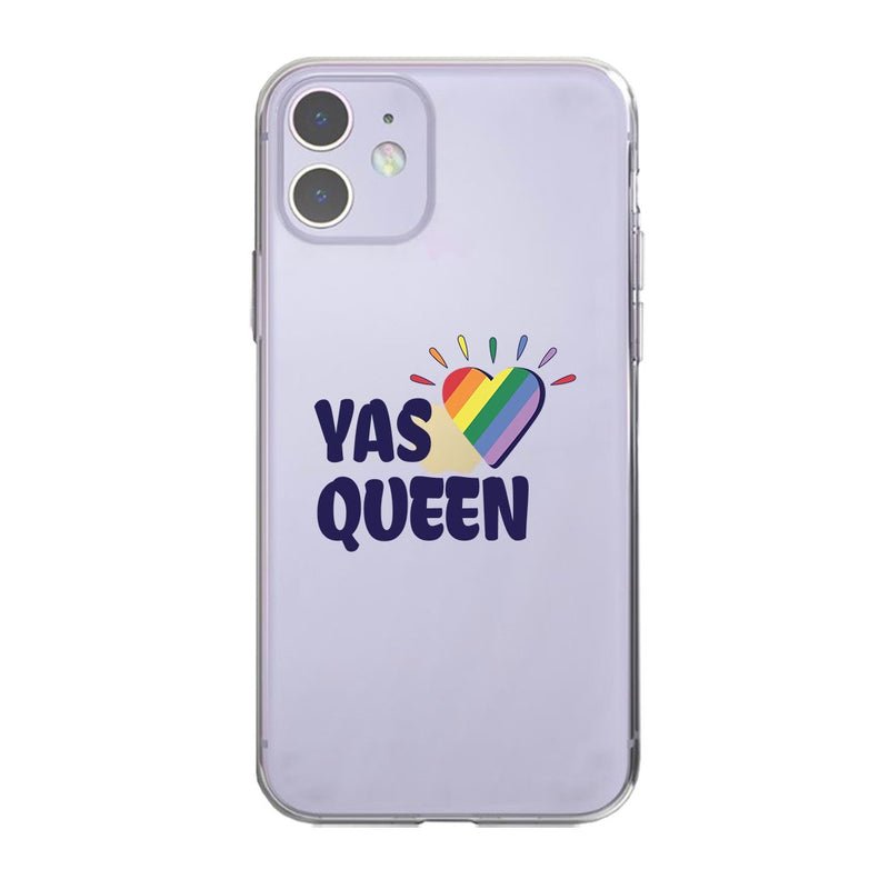 LGBT Yas Queen Rainbow Heart Clear Phone Case