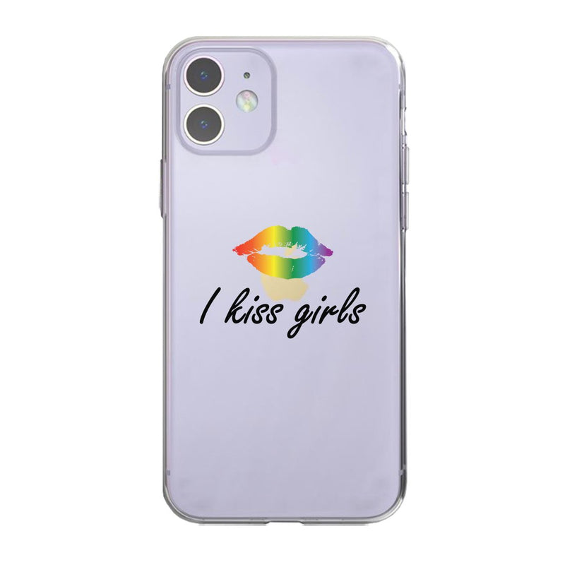 LGBT Kiss Girls Rainbow Lips Clear Phone Case