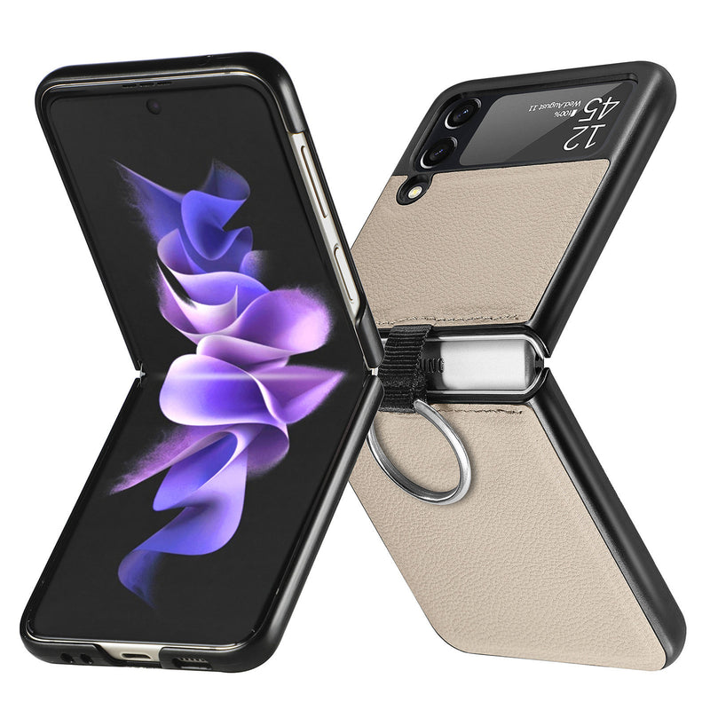Suitable for Samsung z flip 3 ring type same phone case flip3 folding screen PU protective case