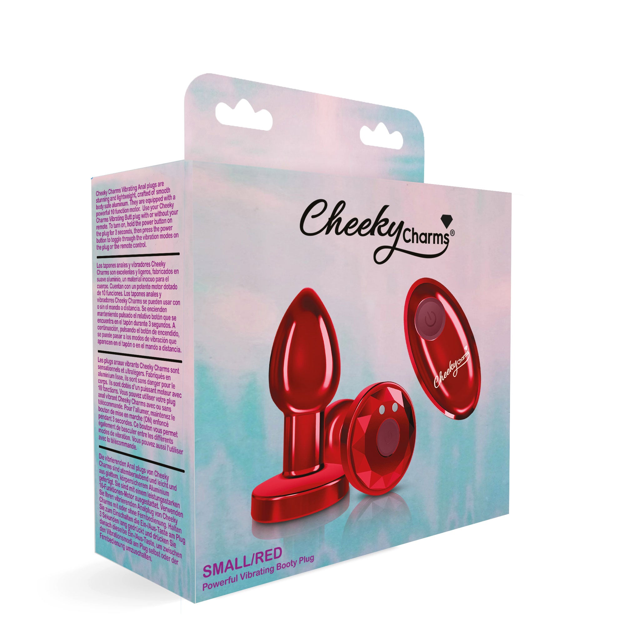 Cheeky Charms - Rechargeable Vibrating Metal Butt Plug With Remote Control Red