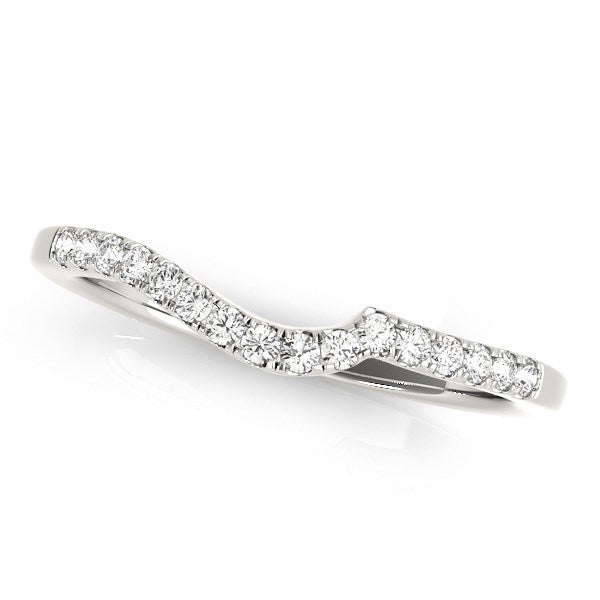 14k White Gold Curved Style Pave Diamond Wedding Ring (1/6 cttw) 8