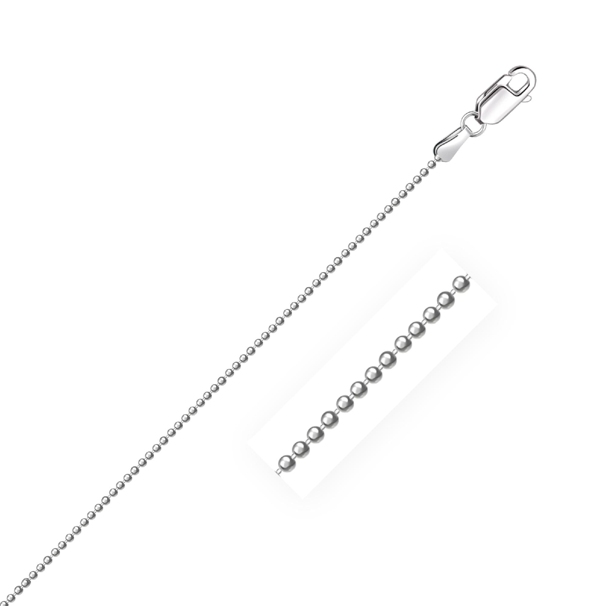 14k White Gold Diamond-Cut Bead Chain 1.2mm 18"