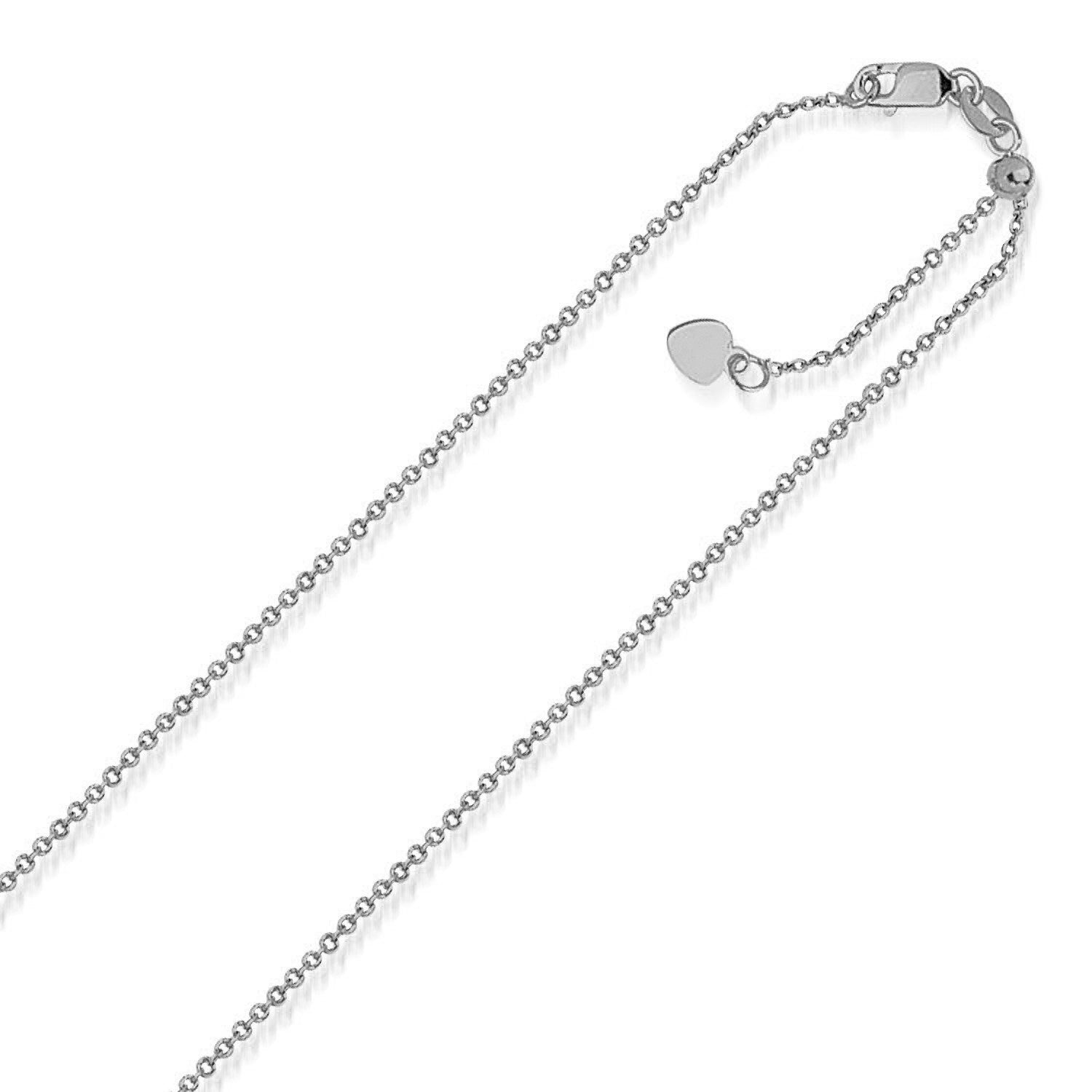 14k White Gold Singapore Style Adjustable Chain (1.1 mm) 22"