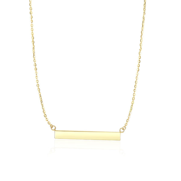14k Yellow Gold Chain Necklace with a Shiny Flat Bar 18"