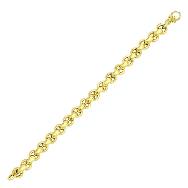 14k Yellow Gold Rolo Design Shiny Bracelet 8"