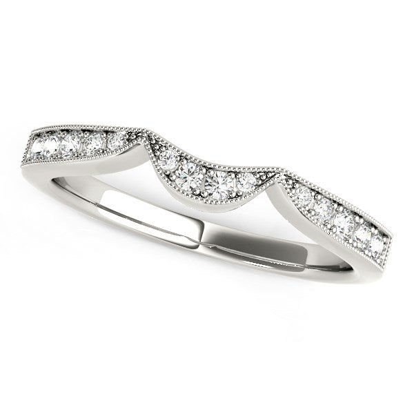 14k White Gold Milgrained Curved Wedding Diamond Band (1/6 cttw) 9