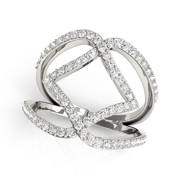 14k White Gold Entwined Design Diamond Dual Band Ring (3/4 cttw) 7.5
