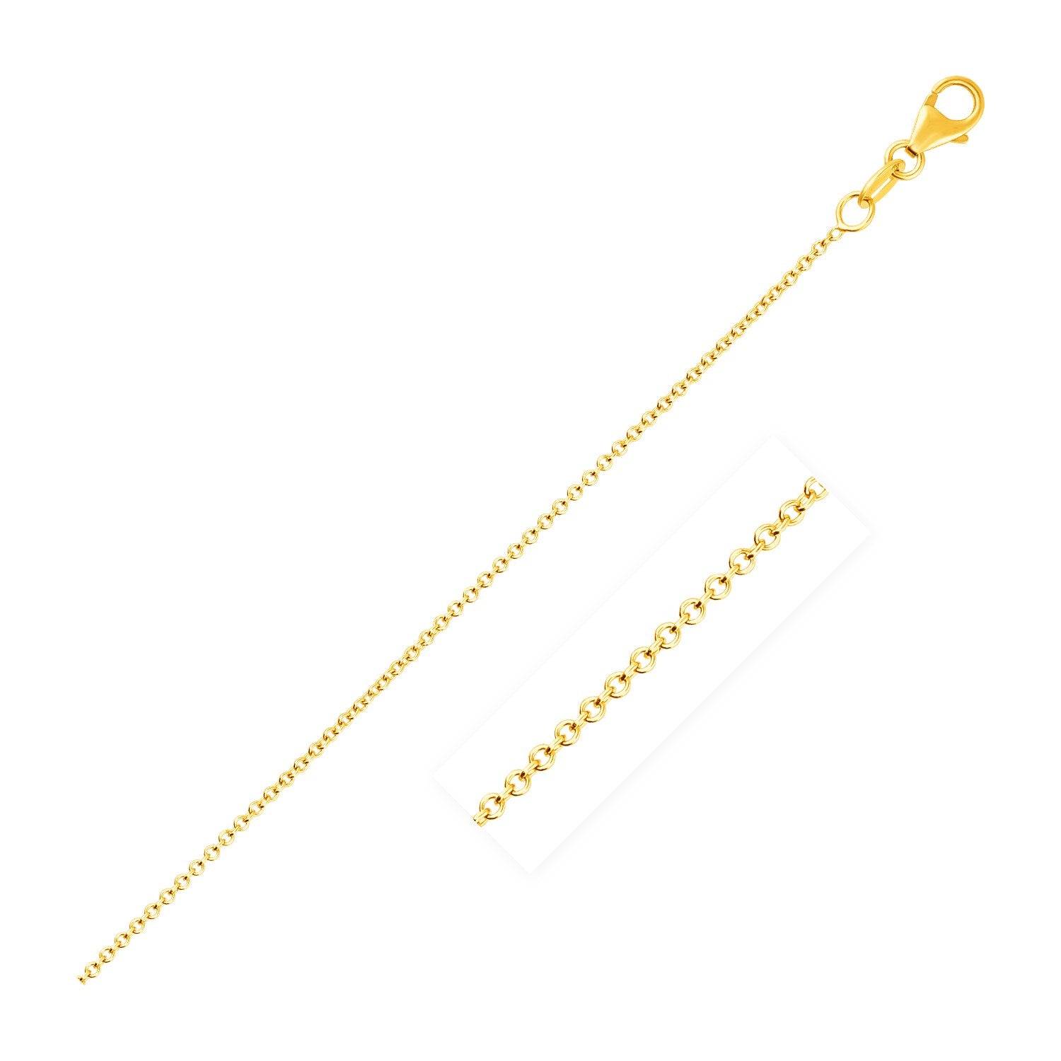 14k Yellow Gold Round Cable Link Chain 1.1mm 16"