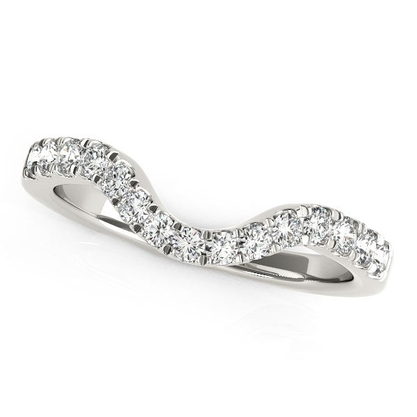14k White Gold Curved Style Wedding Ring with Diamonds (1/3 cttw) 9