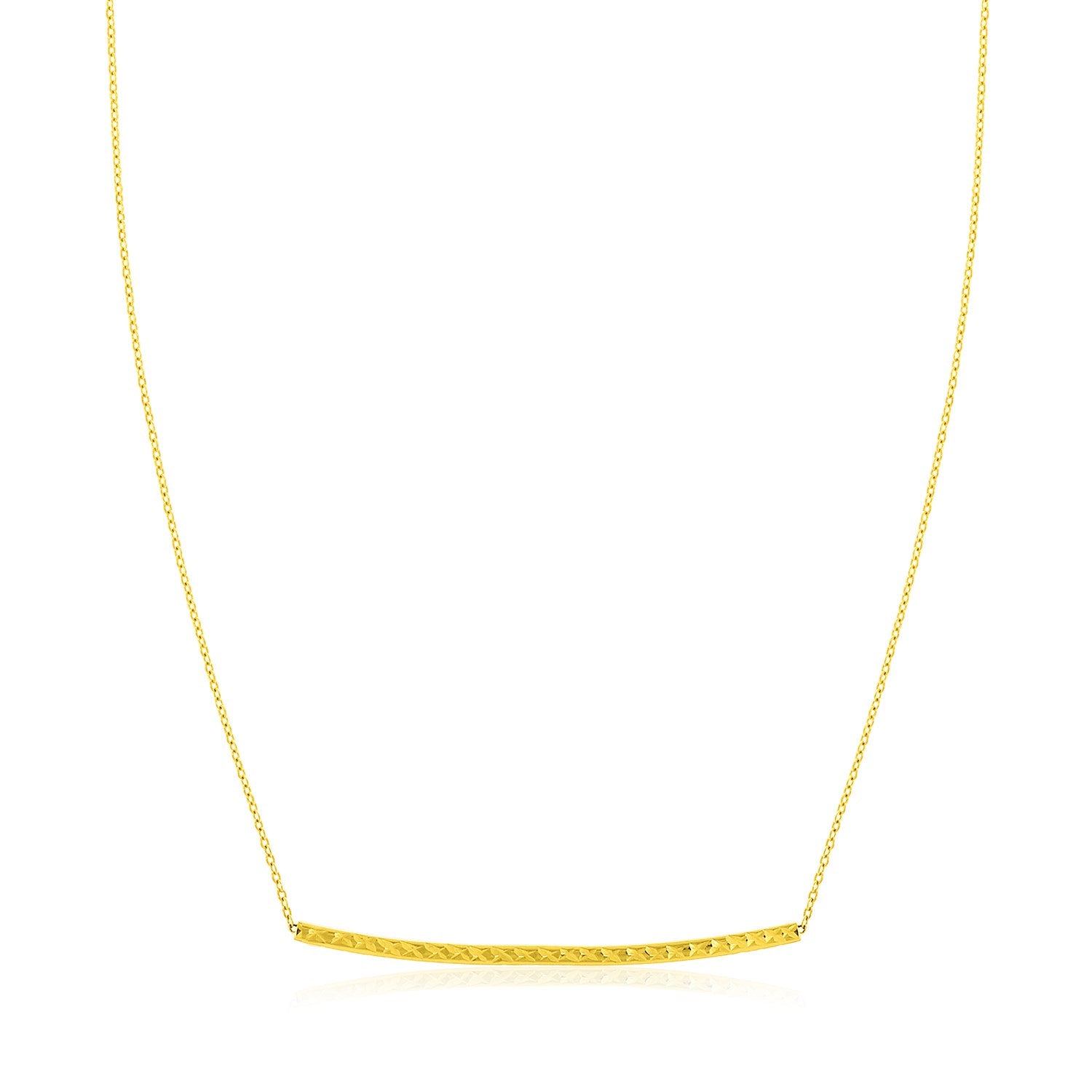 14k Yellow Gold Thin Textured Bar Necklace 17"