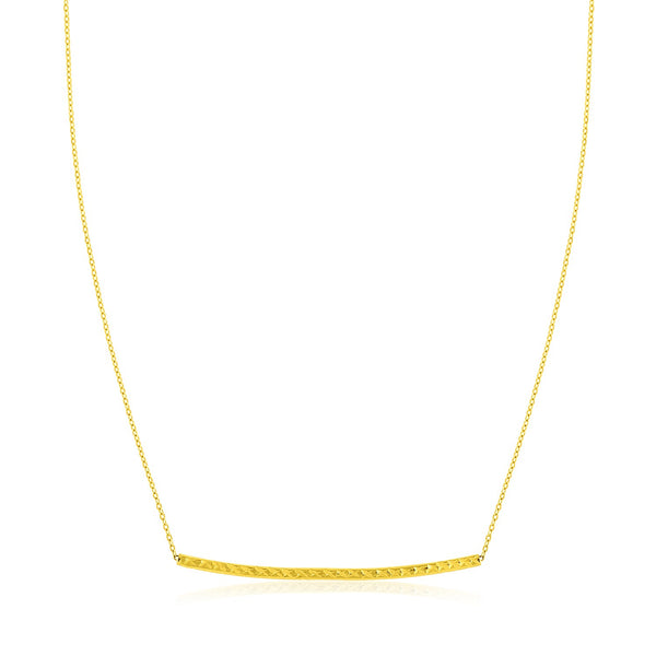 14k Yellow Gold Thin Textured Bar Necklace 17"