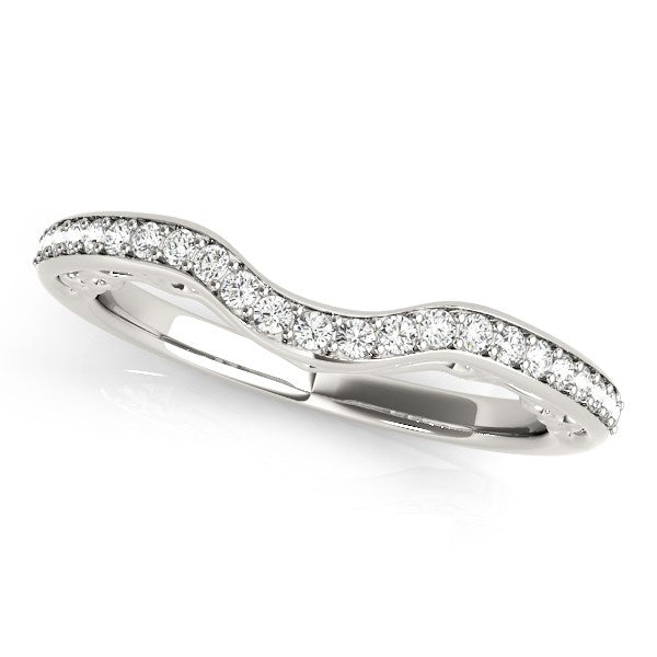 14k White Gold Prong Set Curved Diamond Wedding Ring (1/6 cttw) 9