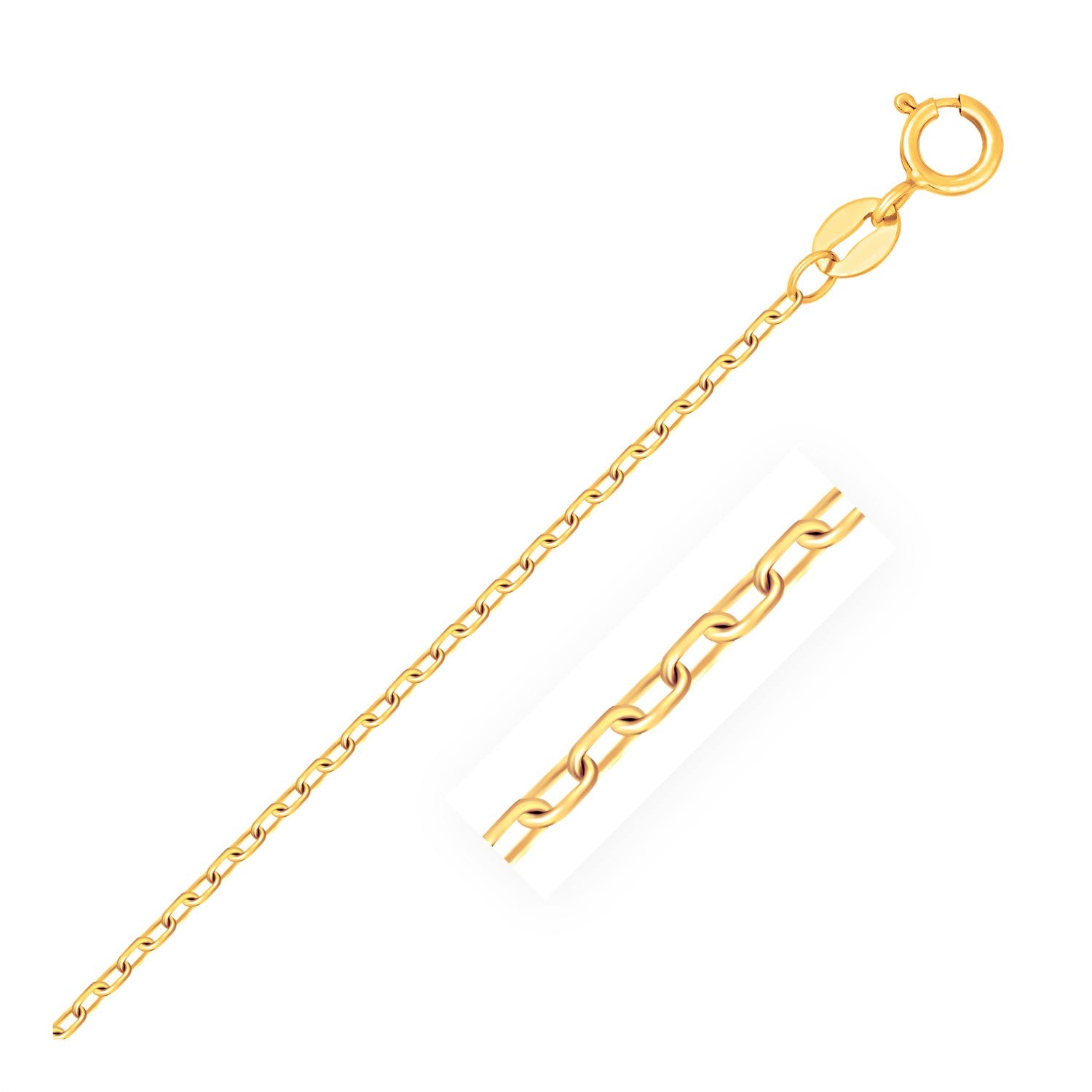 14k Yellow Gold Faceted Cable Link Chain 1.3mm 18"