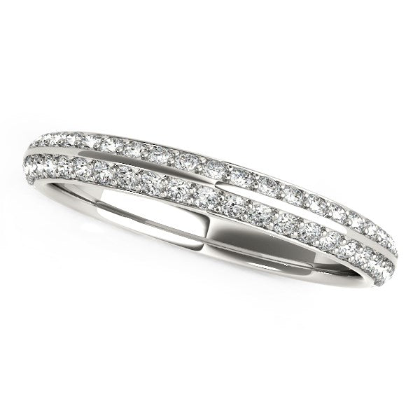 14k White Gold Two-Row Pave Set Diamond Wedding Band (1/4 cttw) 9