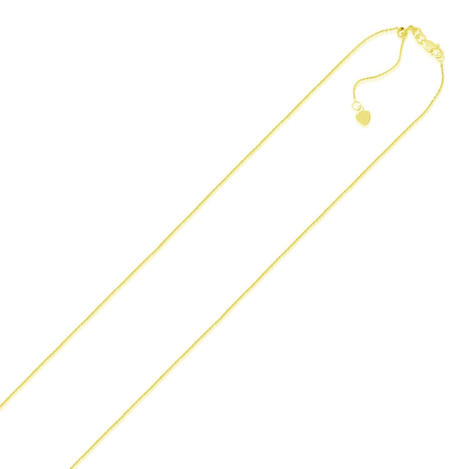 14k Yellow Gold Adjustable Cable Chain 0.9mm 22"