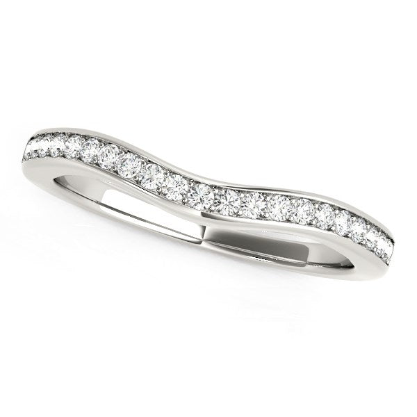 14k White Gold Curved Diamond Wedding Band (1/6 cttw) 8.5