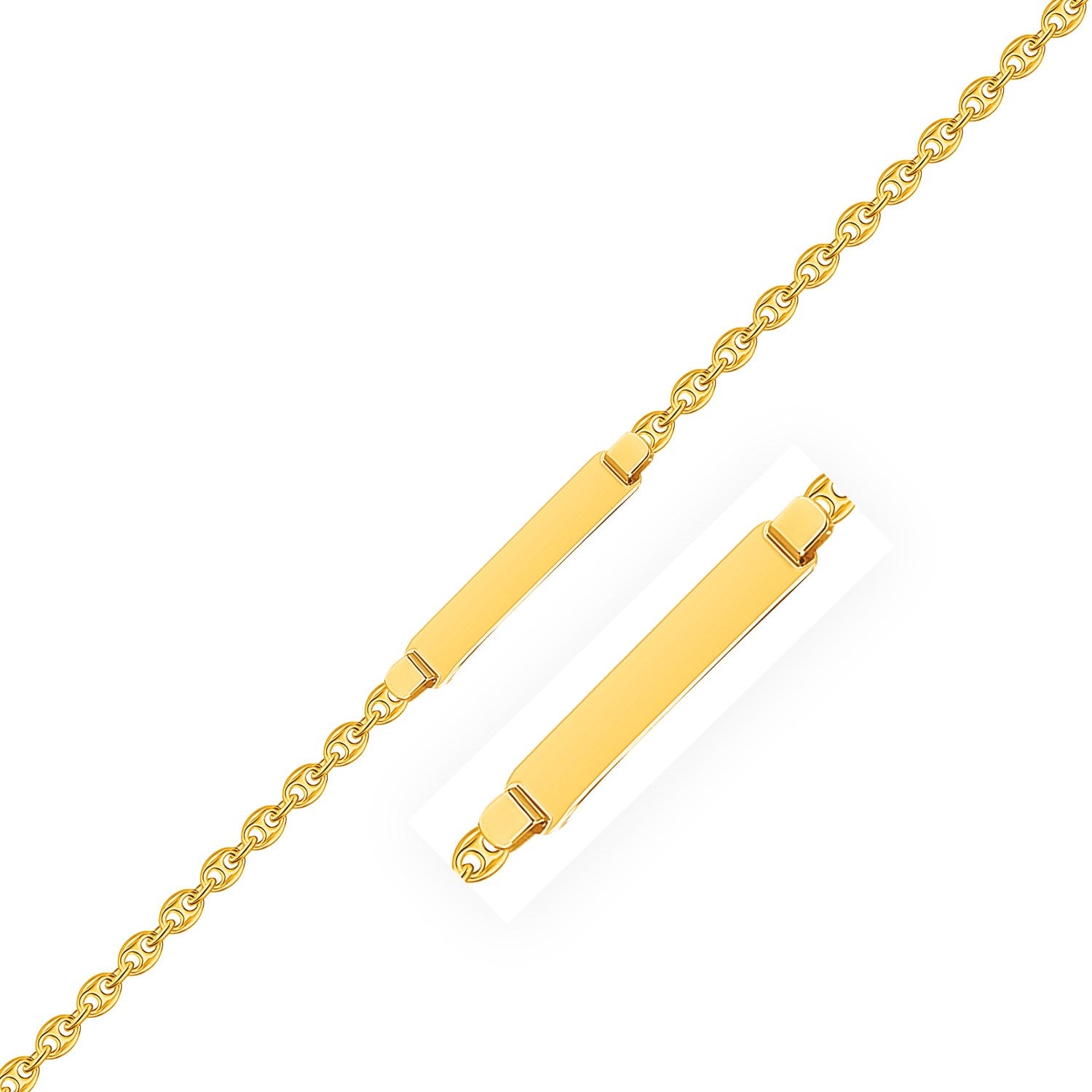 14k Yellow Gold Puffed Mariner Link Children's ID Bracelet 6"