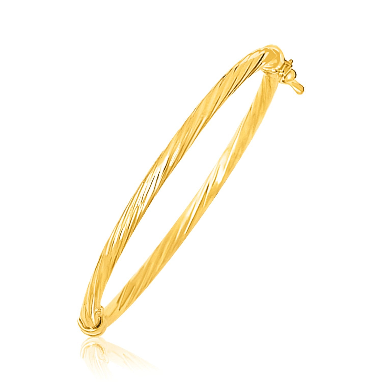 14k Yellow Gold Children's Bangle with Spiral Motif Style 5.5"