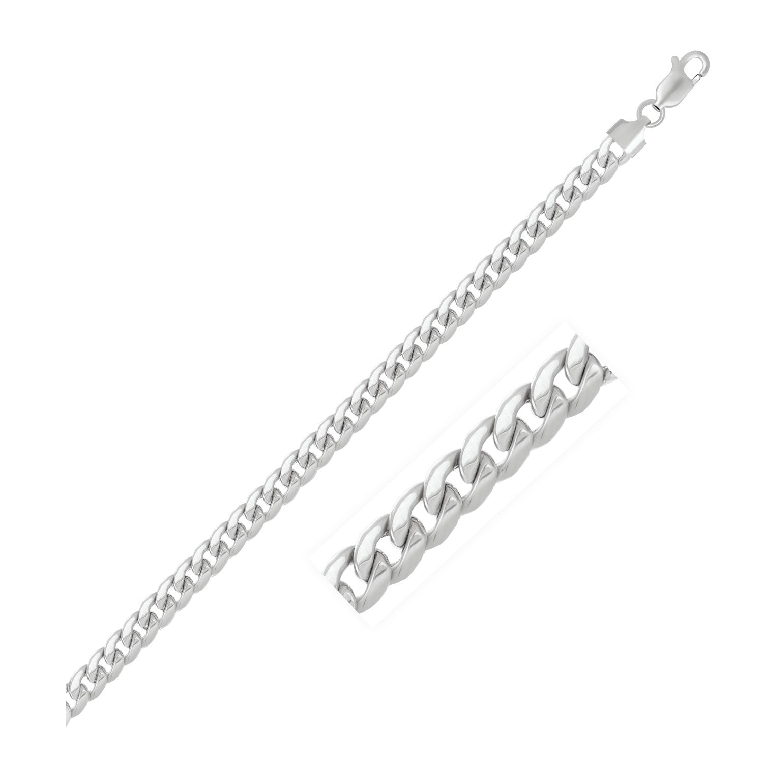 5.5mm 14k White Gold Light Miami Cuban Bracelet 8.5"