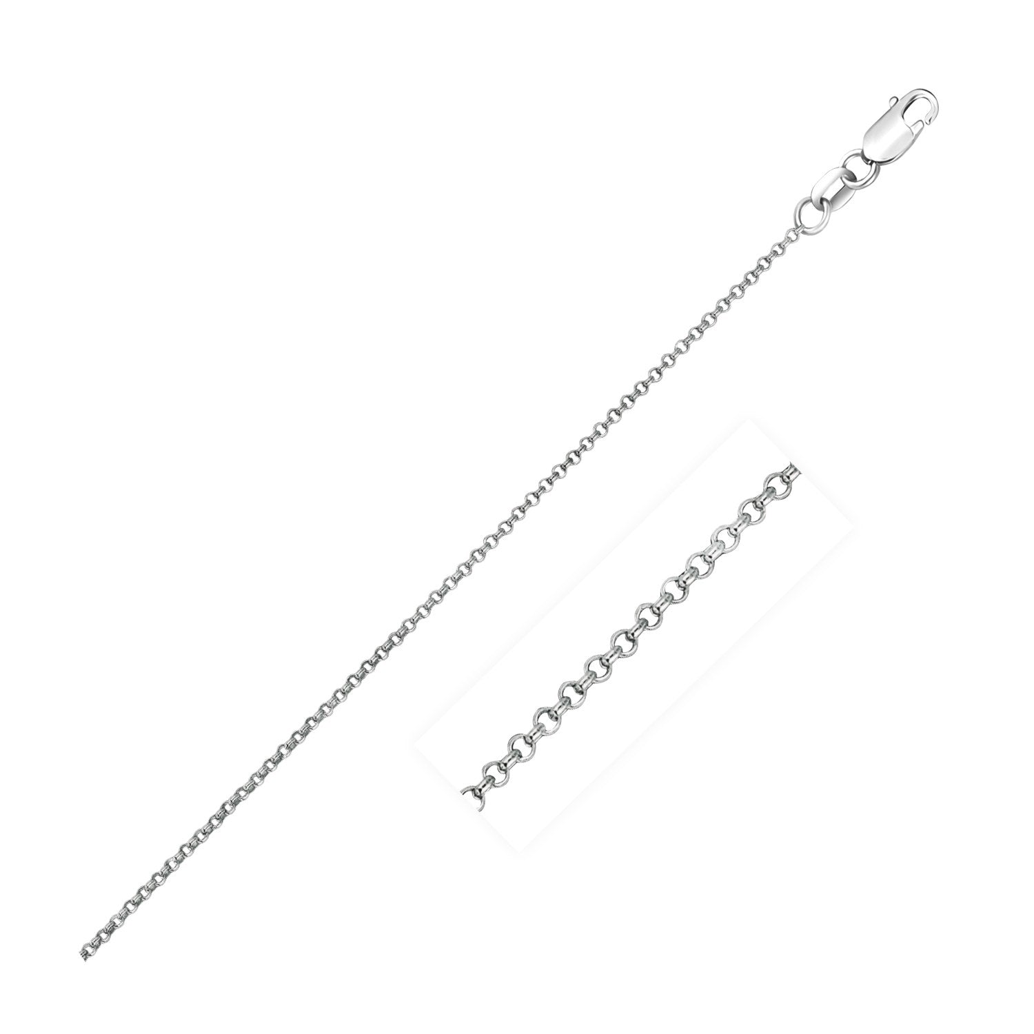 14k White Gold Diamond Cut Rolo Chain 1.1mm 18"