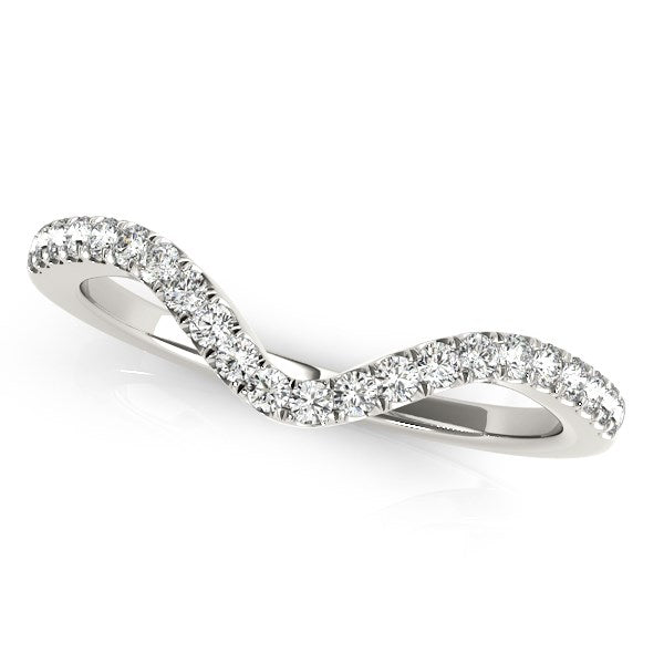 14k White Gold Wavy Design Round Diamond Wedding Ring (1/6 cttw) 9