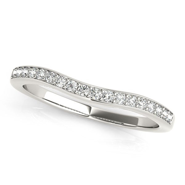 14k White Gold Channel Curved Diamond Wedding Band (1/4 cttw) 9