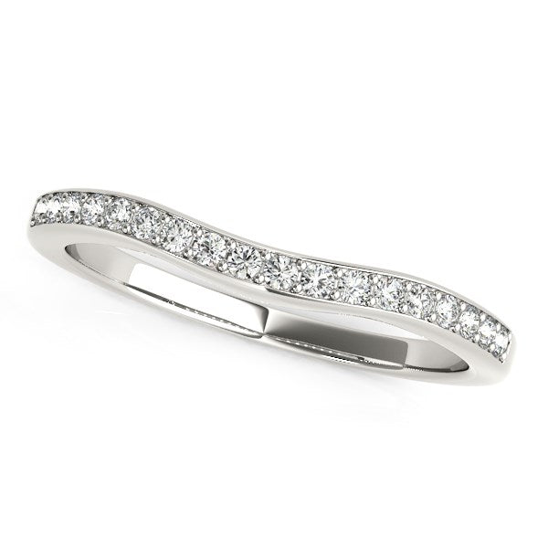 14k White Gold Curved Diamond Wedding Ring (1/4 cttw) 9