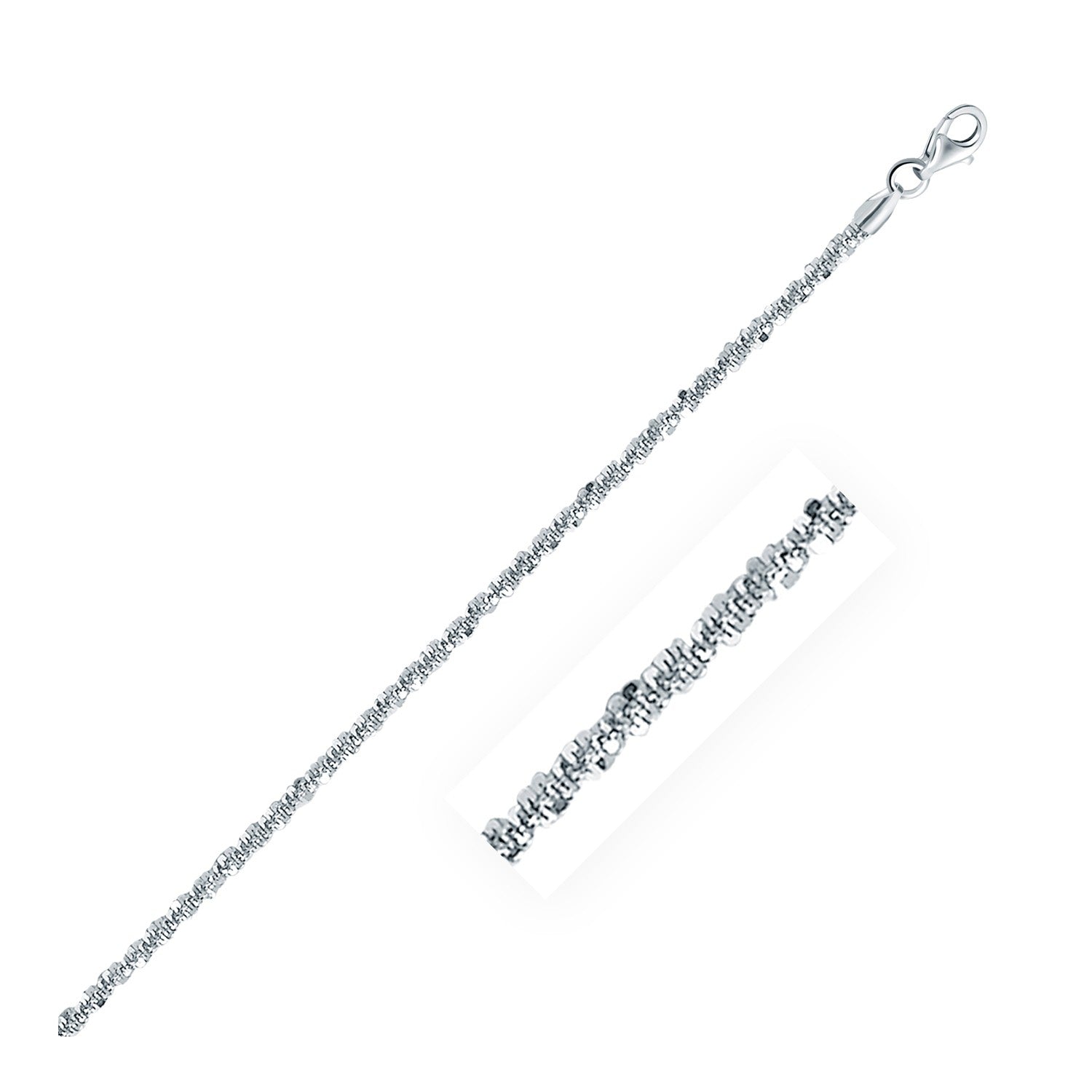 Rhodium Plated 2.2mm Sterling Silver Sparkle Style Chain 24"