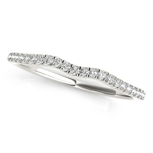 14k White Gold Wave Theme Diamond Wedding Band (1/8 cttw) 8