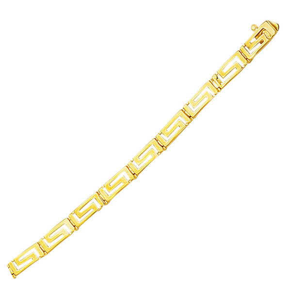 14k Yellow Gold Greek Fret Design Fancy Bracelet 7.25"