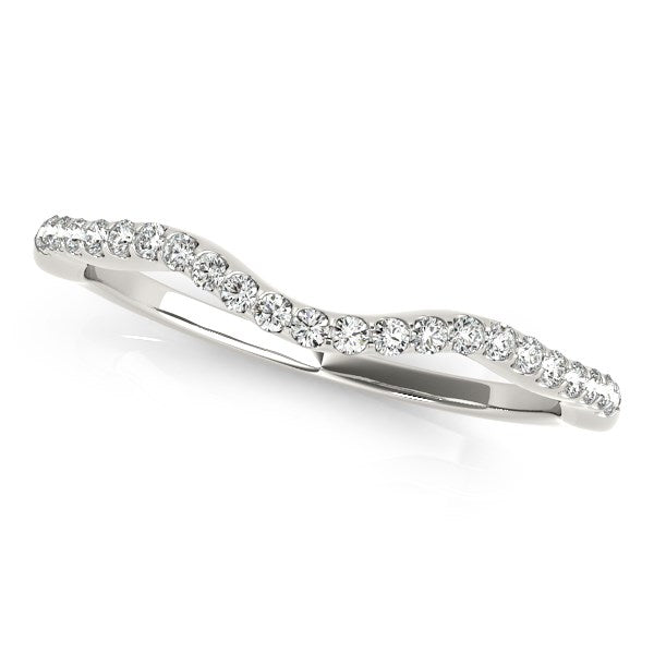 14k White Gold Curvy Style Wedding Ring with Round Diamonds (1/8 cttw) 7.5