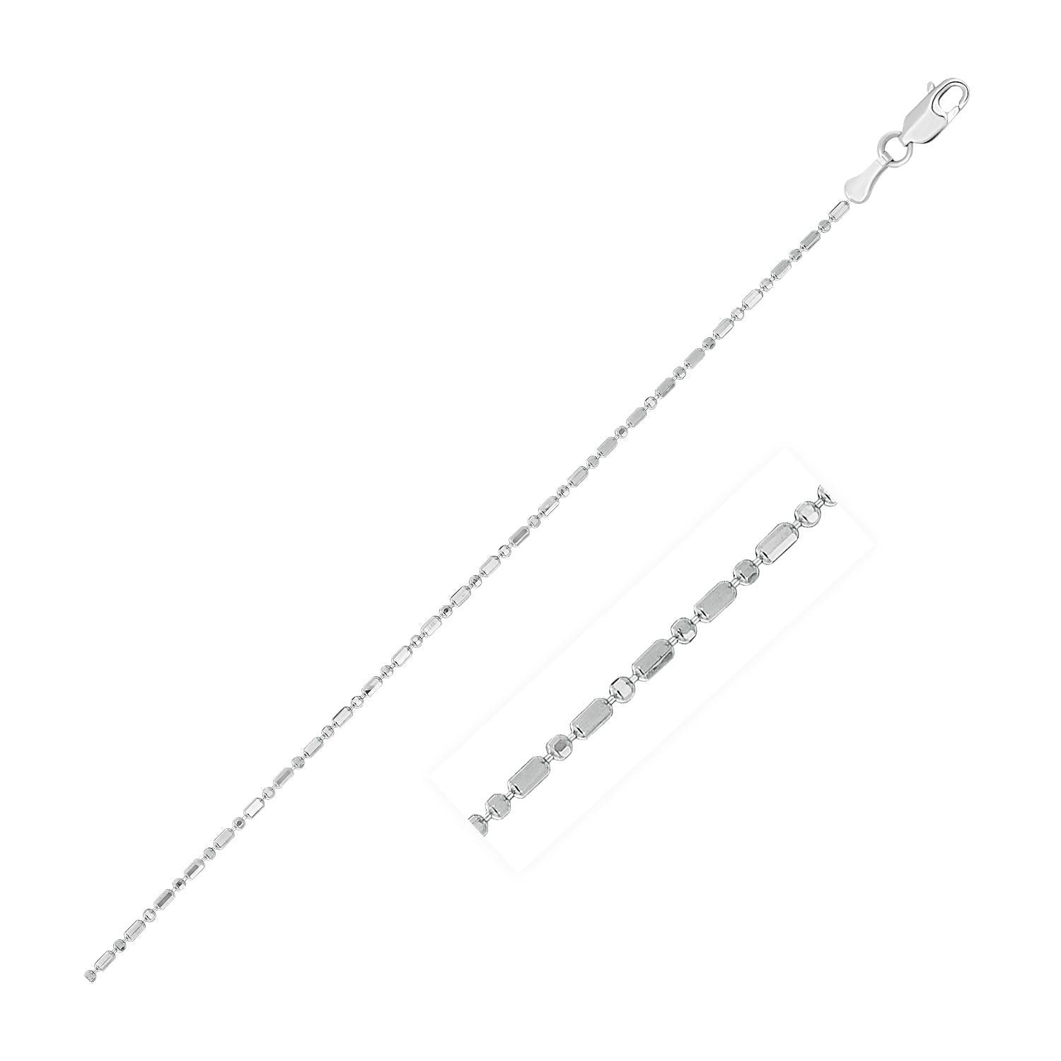 14k White Gold Diamond-Cut Bead Chain 1.0mm 20"