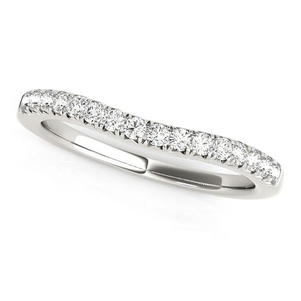 14k White Gold Pave Set Round Curved Wedding Band (1/4 cttw) 4.5