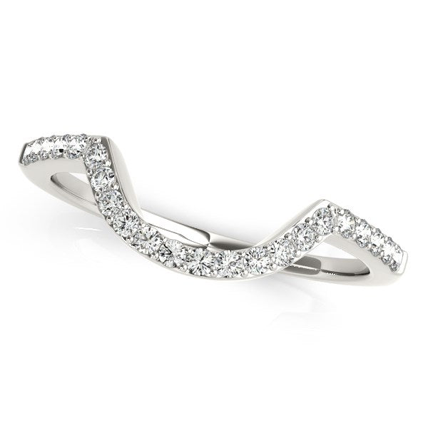 14k White Gold Curved Diamond Wedding Band (1/3 cttw) 9