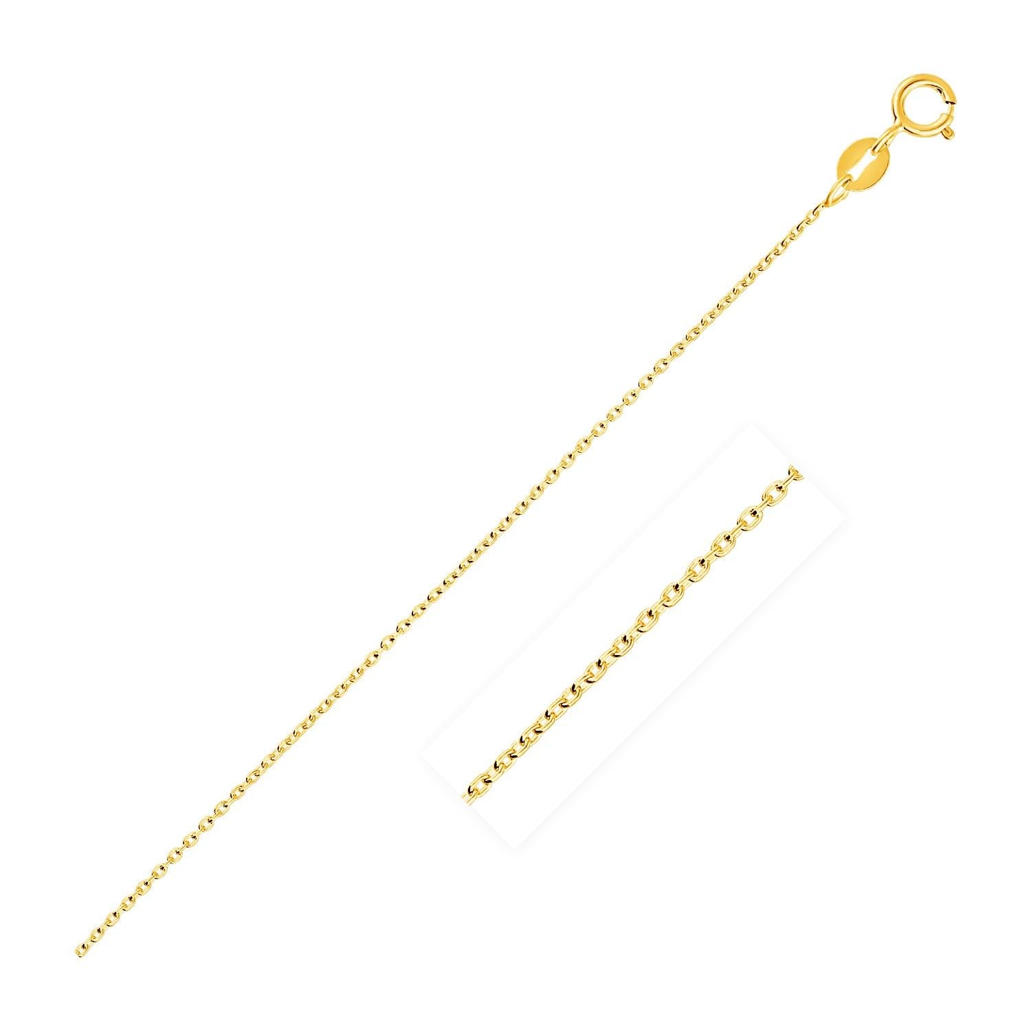 14k Yellow Gold Oval Cable Link Chain 0.7mm 18"
