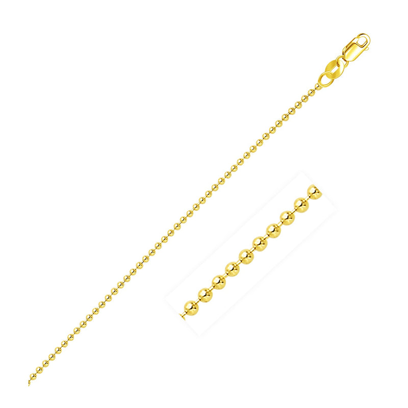 14-karätige Gelbgold-Perlenkette, 1,5 mm