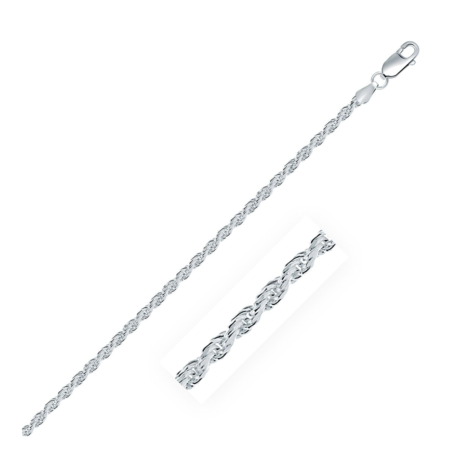 Sterling Silver 2.9mm Diamond Cut Rope Style Chain 30"