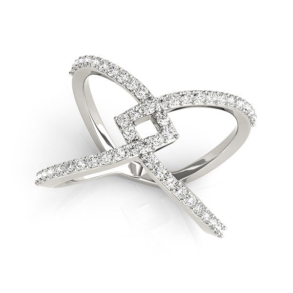 14k White Gold Fancy Entwined Design Diamond Ring (1/2 cttw) 7.5