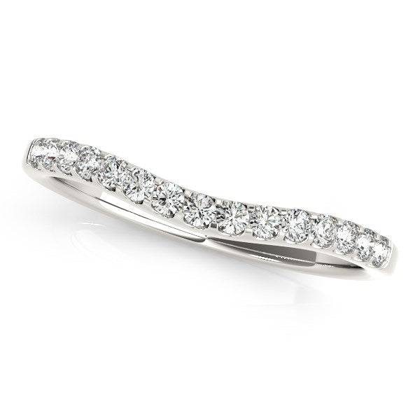 14k White Gold Round Pave Setting Curvy Diamond Wedding Band (1/4 cttw) 8