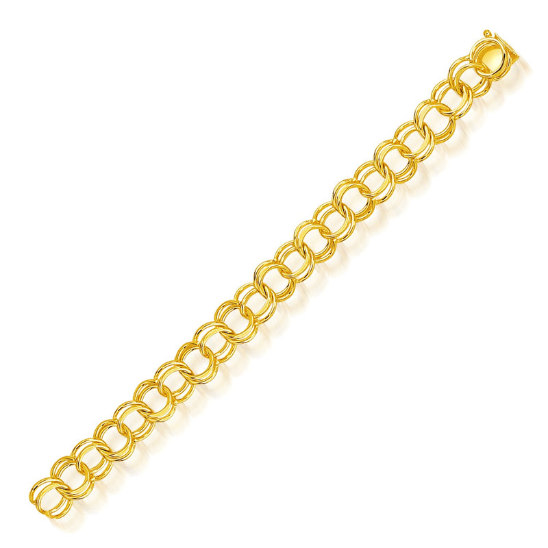 Charm-Armband aus massivem 14-karätigem Gelbgold mit zwei Gliedern, 10,0 mm