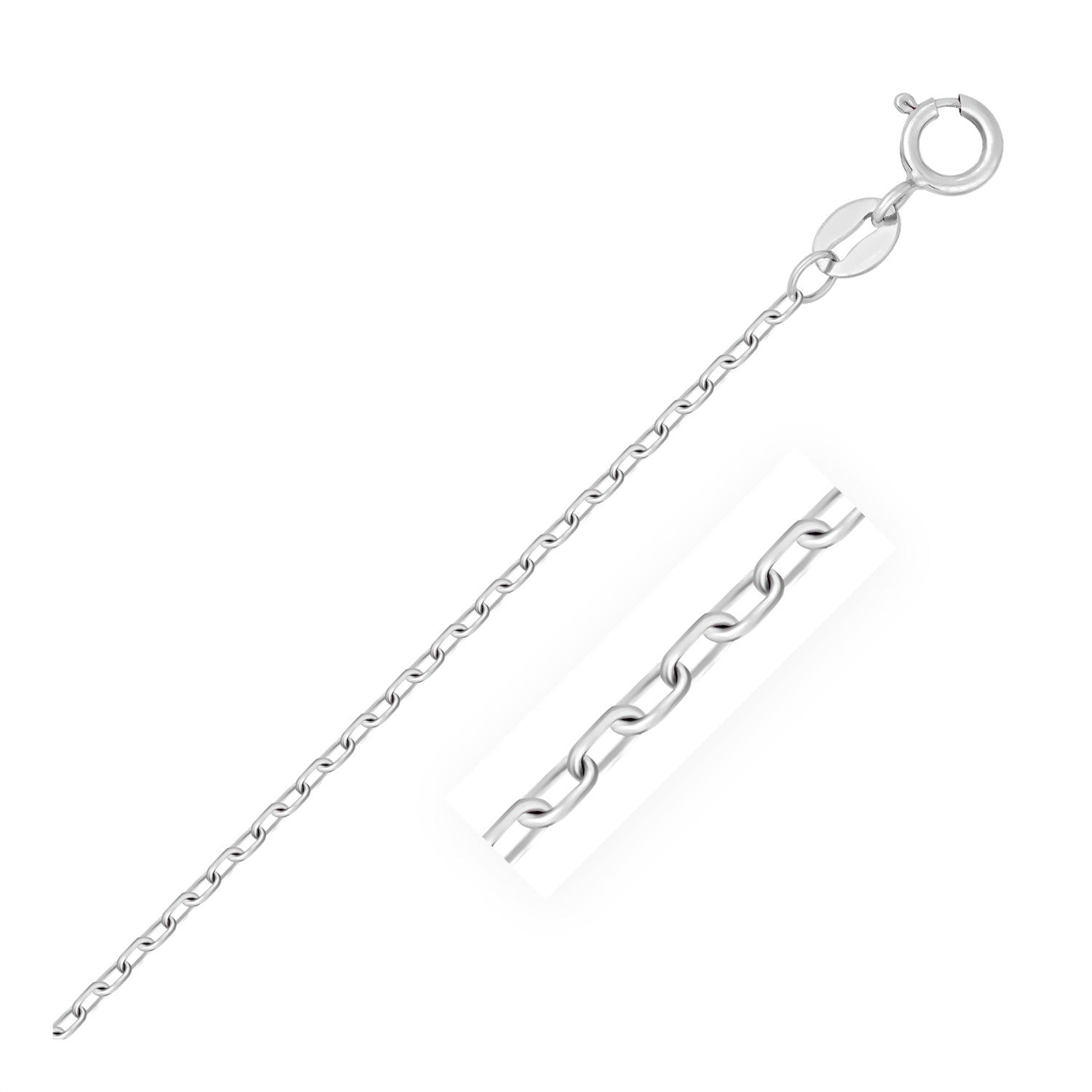 14k White Gold Faceted Cable Link Chain 1.3mm 20"