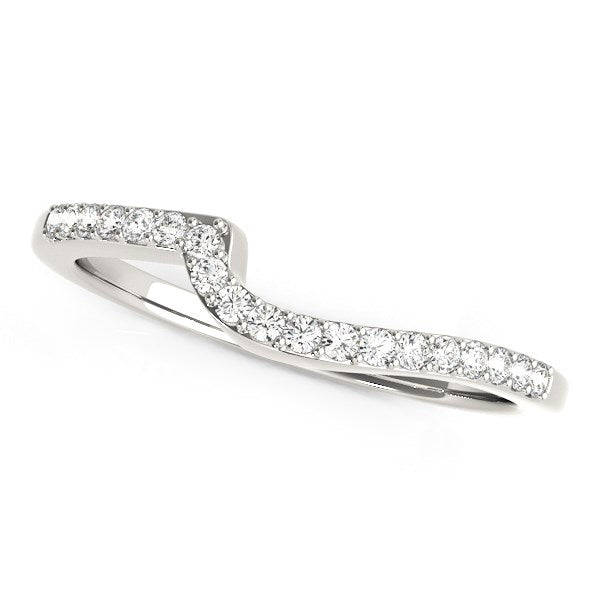14k White Gold Curved Design Round Diamond Wedding Band (1/4 cttw) 7
