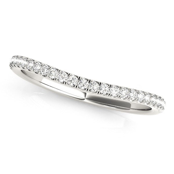 14k White Gold Pave Setting Style Curved Wedding Band (1/10 cttw) 9