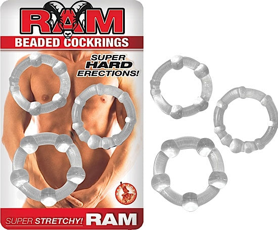 Ram Beaded Cockrings - Black Pack Of 3